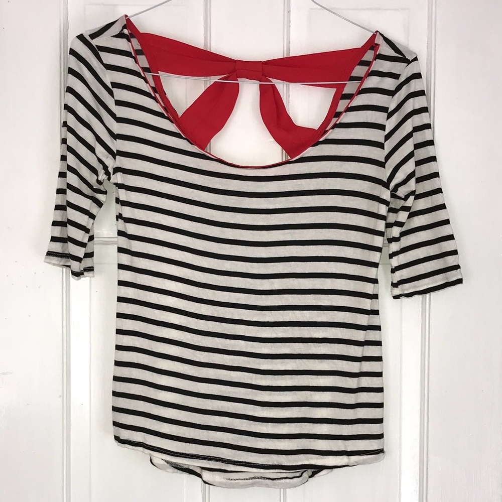 Striped Shirt with Red Bow